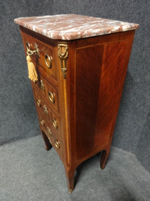 VERY GOOD FRENCH TULIPWOOD CHEST OF FOUR DRAWERS - ADDITIONAL PHOTO 5
