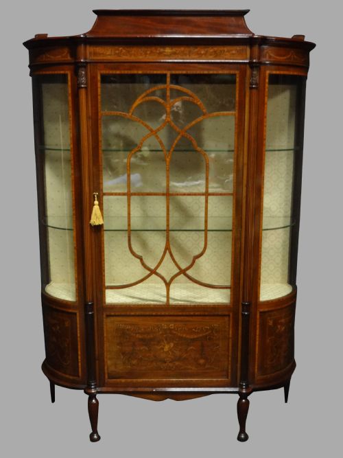 Exhibition Quality Inlaid Mahogany Display Cabinet