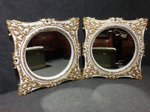 Large Pair Painted and Parcel Gilt Mirrors
