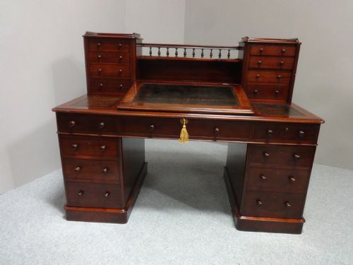 fig 1. Magnificent Victorian Mahogany Dickens Pedestal Desk