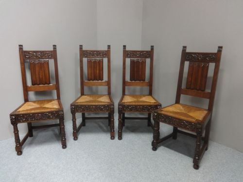 Fine Set of Four Oak Dining Hall Chairs