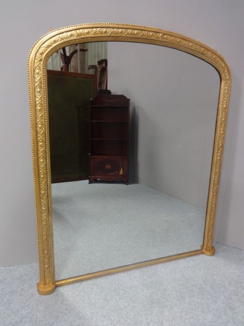 Good English Gilt Arched Top Overmantle Mirror