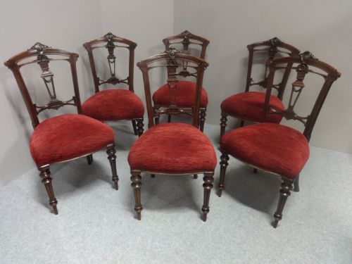 Quality Set of Six Walnut Dining Chairs