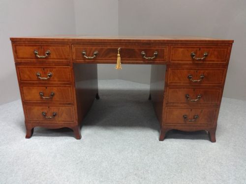 Outstanding Edwardian Inlaid Mahogany Partners Desk