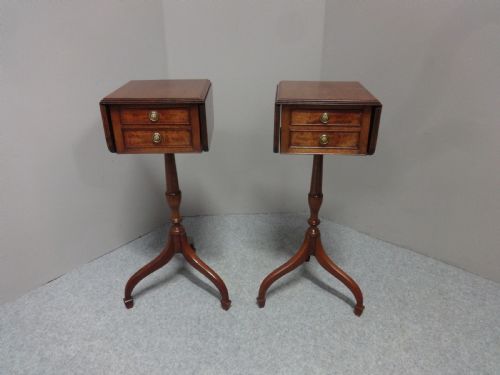 Pair Drop Flap Mahogany Lamp Tables
