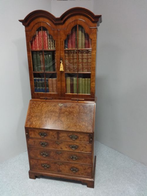 Top Quality Double Domed Walnut Bureau Bookcase