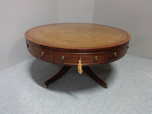 Large Mahogany Drum Coffee Table