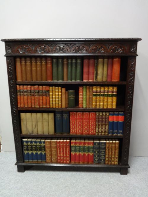 Good Solid Carved Oak Open Bookcase