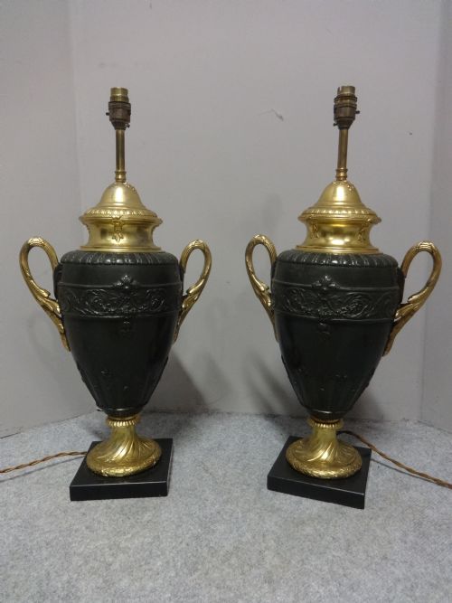 Very Good Pair Gilt Metal Lamps