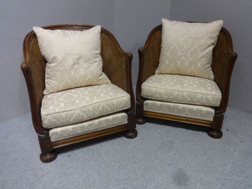 Outstanding Pair Bergere Easy Chairs