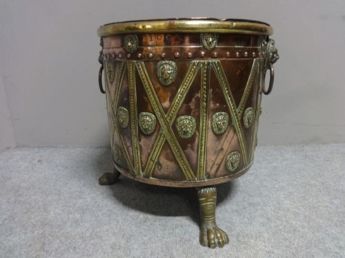 Lovely Copper and Brass Dated Log Bin