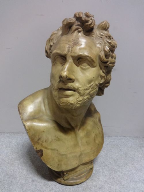 Large French Signed Plaster Bust