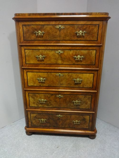Superb Burr Walnut Tall Chest of Drawers