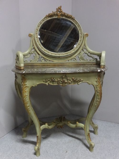 Very Pretty French Parcel Gilt and Painted Dressing Table