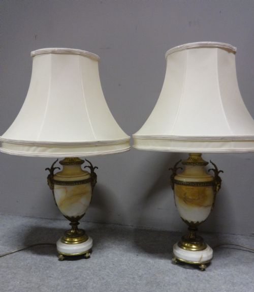 Top Quality Pair French Marble Table Lamps