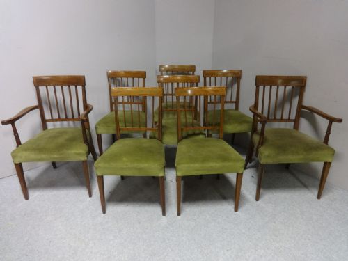 Good Set 8 Georgian Inlaid Dining Chairs