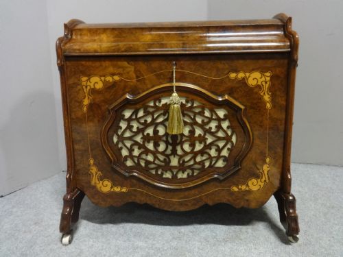 Superb Victorian Burr Walnut  Inlaid Canterbury