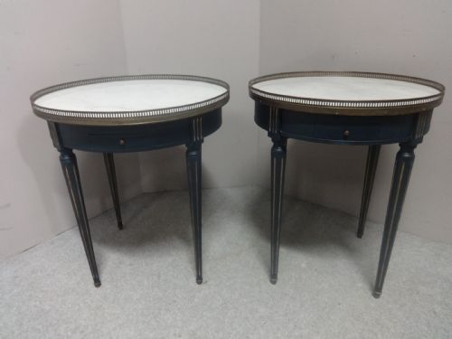 Very Near Pair French Marble Topped Gueridon Tables