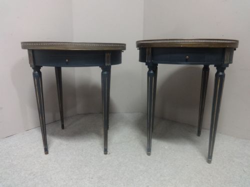 fig 1. Very Near Pair French Marble Topped Gueridon Tables