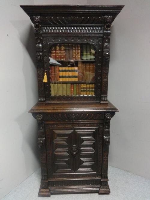 Good Victorian Carved Oak Bookcase