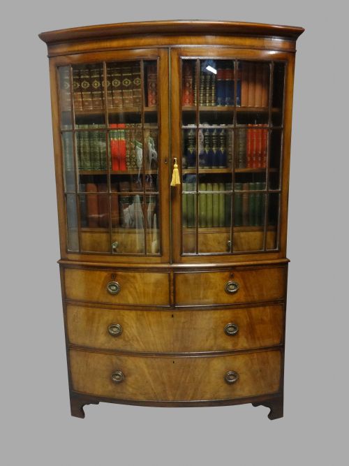 Very Nice Regency Bow Front Bookcase