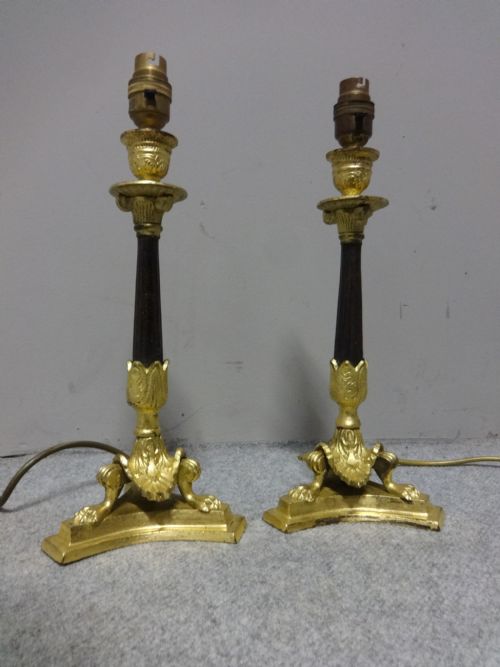 Very Nice Pair Gilt Metal Table Lamps