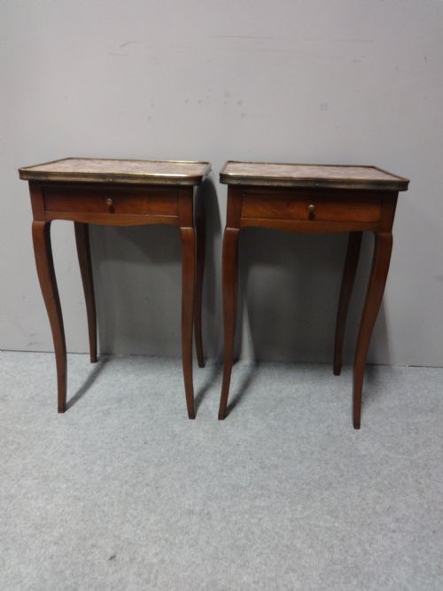 Good Pair Marble Topped Side Tables