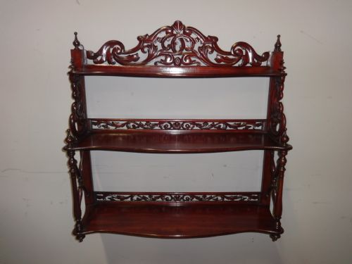Very Nice Carved and Pierced Mahogany Wall Shelves