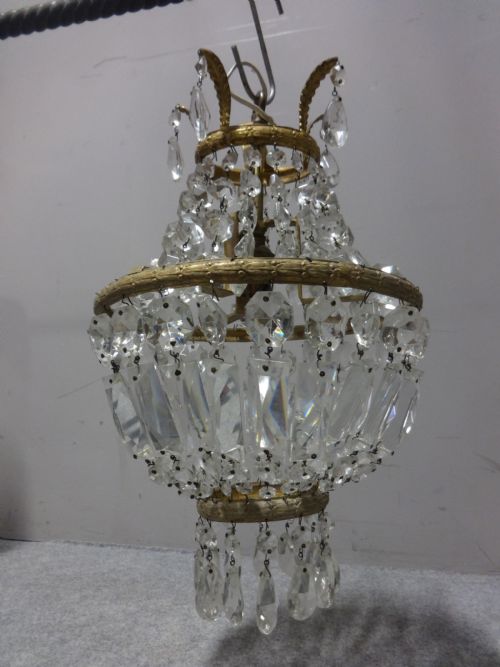 Pretty French Gilt and Crystal Chandelier