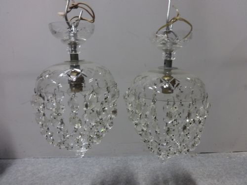 Pair Cut Glass Basket Lights