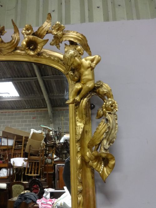 VERY RARE IMPRESSIVE VICTORIAN ENGLISH GILT OVERMANTLE MIRROR - ADDITIONAL PHOTO 8