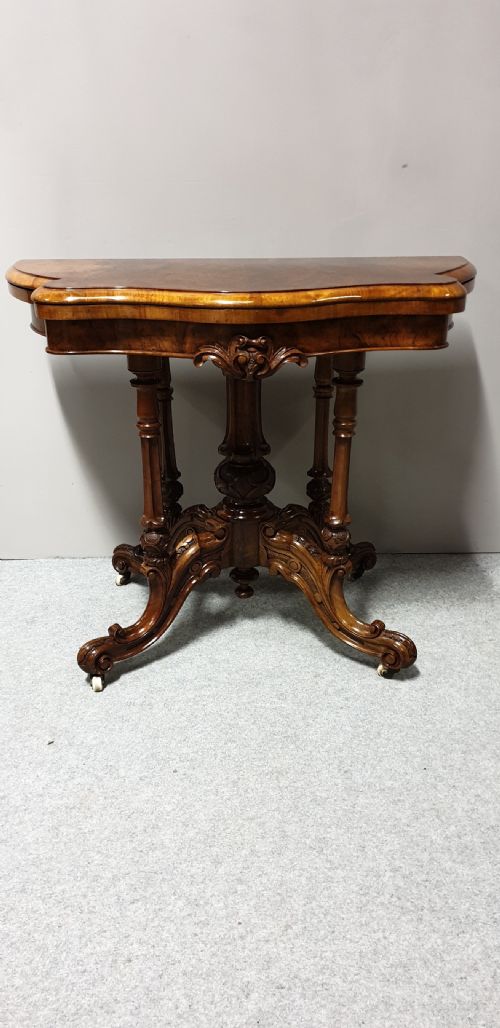 Top Quality Serpentine Burr Walnut Games Table