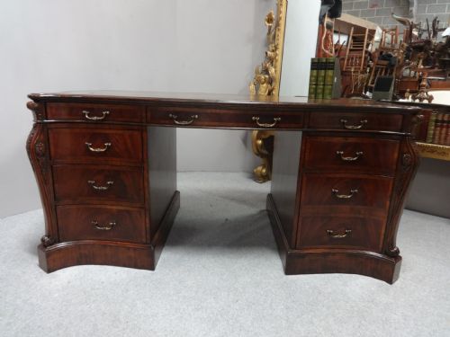 fig 1. Impressive Double Pedestal Serpentine Mahogany Partners Desk