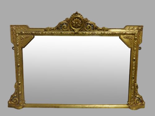 Very Good Victorian English Gilt Overmantle Mirror