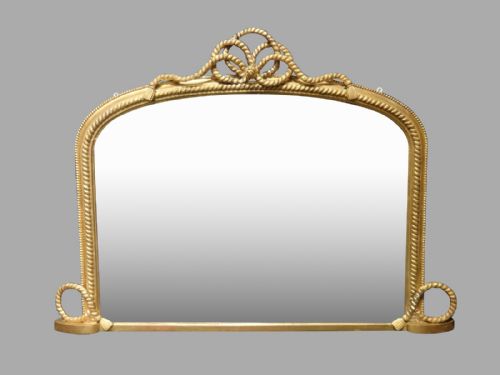 Wonderful English Rope Edge Gilt Overmantle Mirror