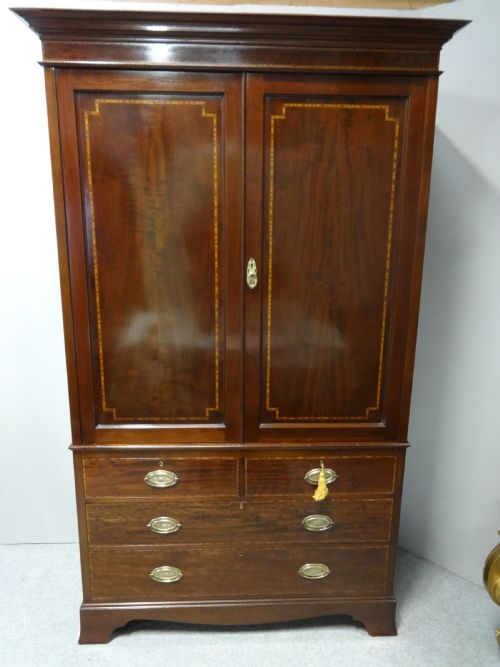 Excellent Quality Mahogany Inlaid Linen Press