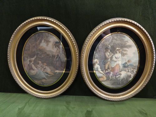 Pair Regency Coloured Etchings