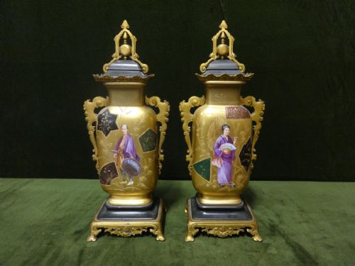 Superb Pair of  Japanese Gilt and Ormolu Vases