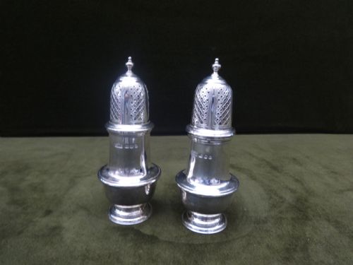 Pair London Silver Peppers 'George Burrows'