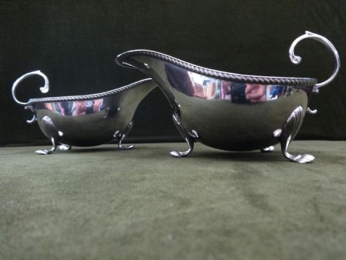 Pair Silver Sauce Boats by Asprey London 1910