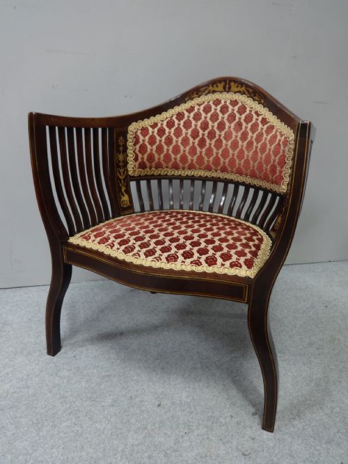Outstanding Mahogany Chair Inlaid with Bone