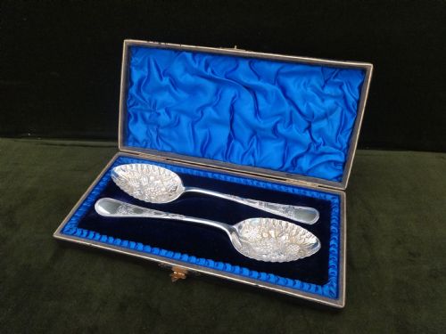 Boxed Set of Silver Victorian Berry Spoons
