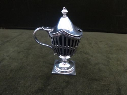 Large Helmet Shaped Silver Mustard Pot London 1896