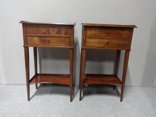 Pair French Mahogany Bedside Lamp Chests of Drawers