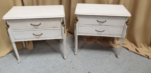 Pair French Painted Lamp Chests of Drawers
