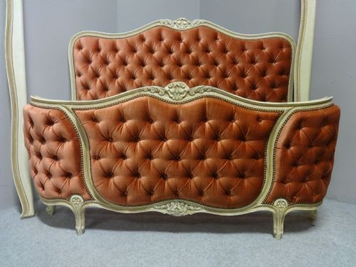 French Painted Deep Button Curved Bed