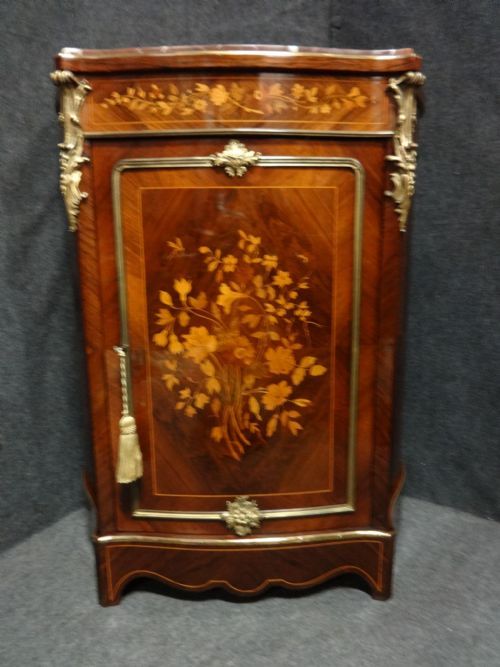 Outstanding French Rosewood and Marquetry Serpentine Side Cabinet