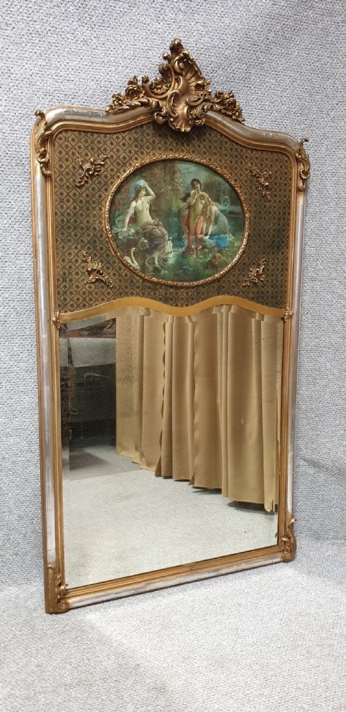 French Trumeau Silver Gilt Mirror