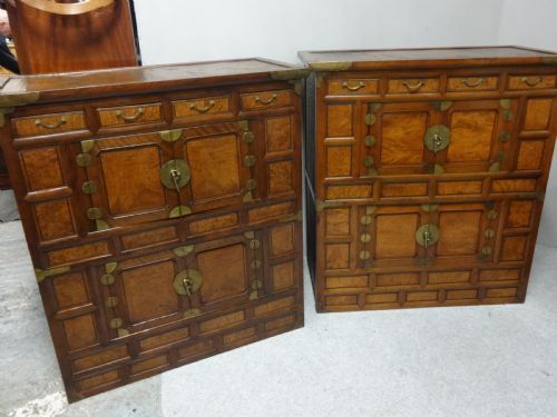 Super Pair Burr Oriental Cabinets with Provenance