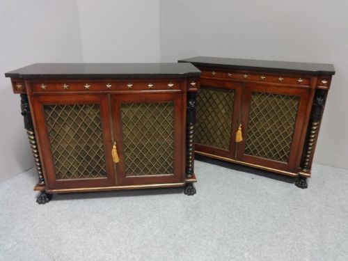 Superb Pair Regency Mahogany Side Cabinets